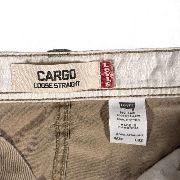 Vintage Levis Cargo Pants Mens 32x32 Brown Loose Straight Baggy Workwear Y2K - Picture 5 of 12